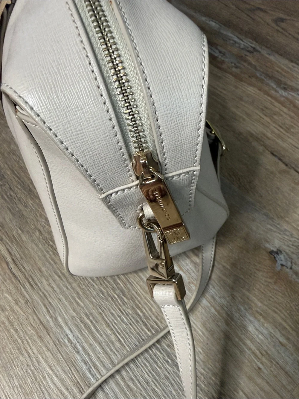 COCCINELLE Cream Leather Satchel Bag